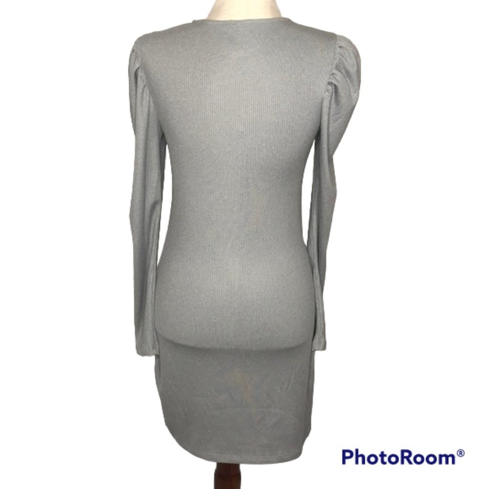 DIVIDED BY H&M WOMNE'S LONG SLEEVE PUFF SHOULDER DRESS GRAY SIZE MEDIUM - Picture 2 of 5